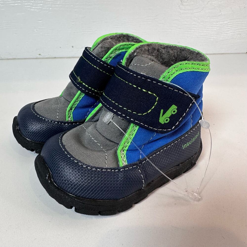 See Kai Run, Toddler Winter Boots, US Size 4 Black/Blue/Gray Insulated Fur Loop